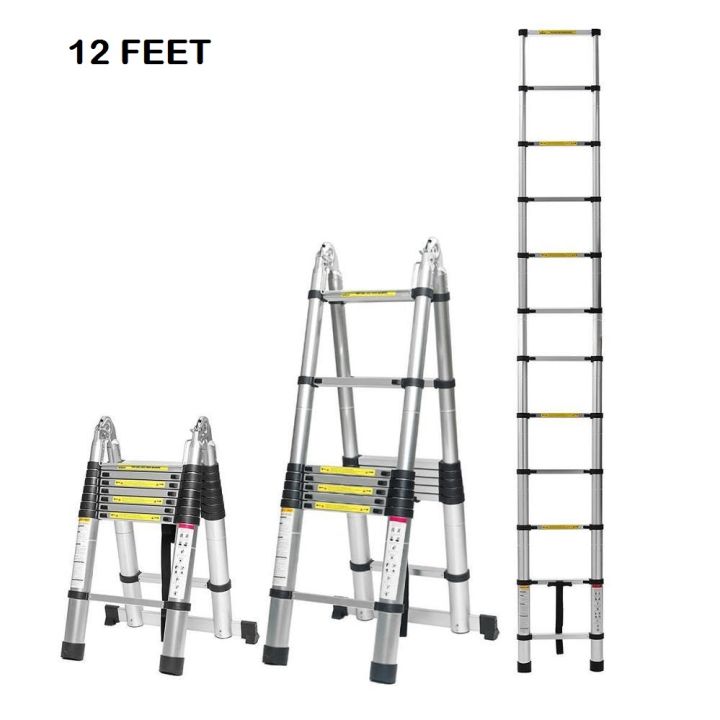 Adjustable Ladder - Heavy-Duty Telescopic Aluminium Extension Ladder with Portable Design