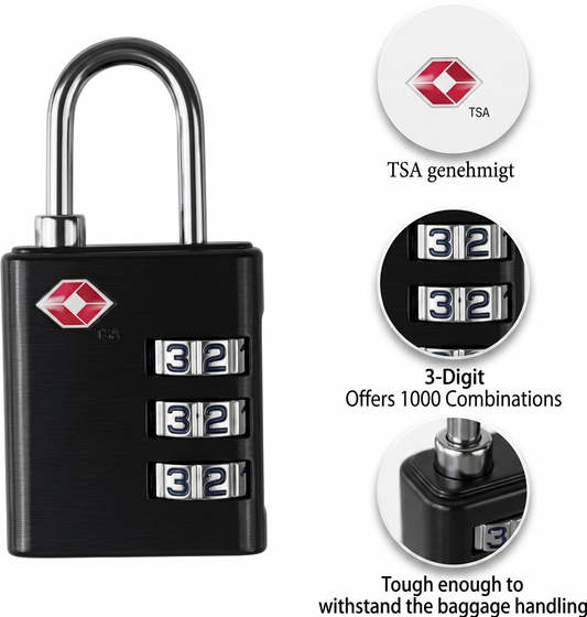 MetalTech Heavy Duty Padlocks & Combination Lock Set – High Security Locks with Keys