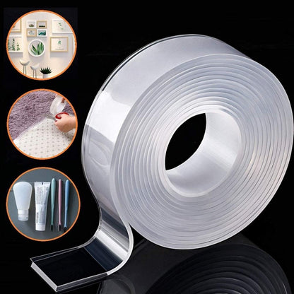 Ultra-Strong Transparent Nano Tape – Reusable, Washable, and Multipurpose Heavy-Duty Double-Sided Adhesive Gel Tape for Home, Office, and Car Decoration