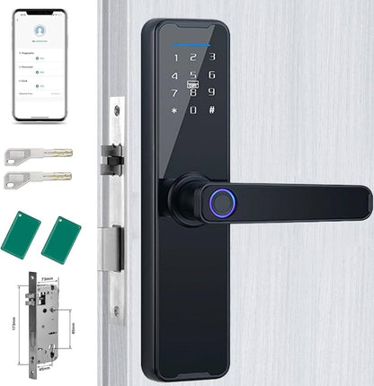 Hi-Smart Fingerprint Smart Door Lock – Biometric Digital Lock with App, RFID Card & Password Access