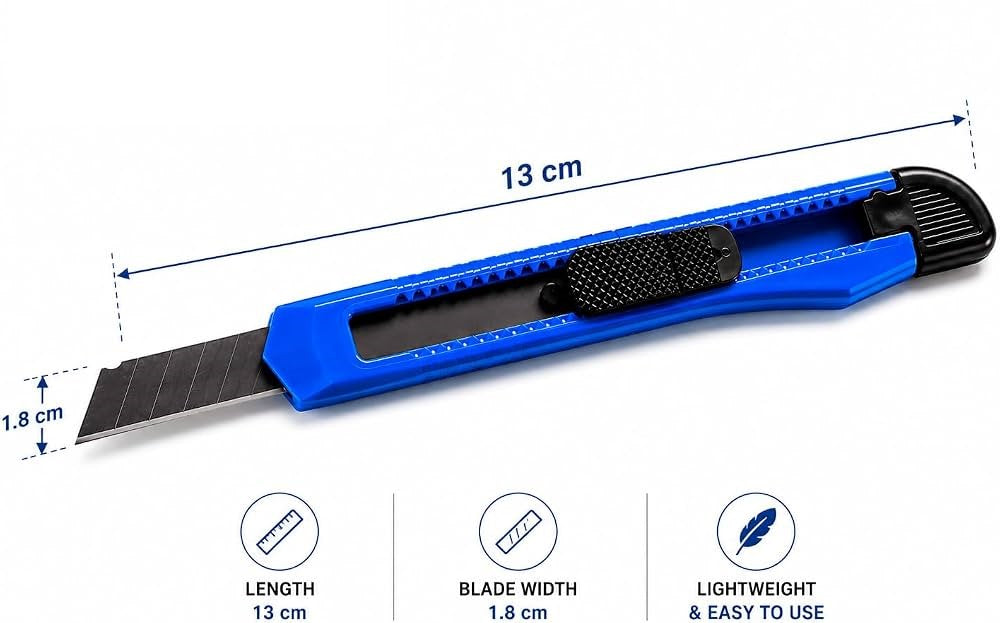 Heavy Duty Utility Knife – Snap-Off Cutter Knife for Paper, Cardboard & DIY Cutting