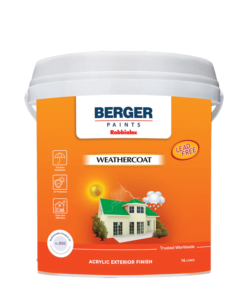 Berger Robbialac Weathercoat – Premium Acrylic Exterior Finish | Superior Weather Protection, UV Resistance & High Color Retention (4 Litres)