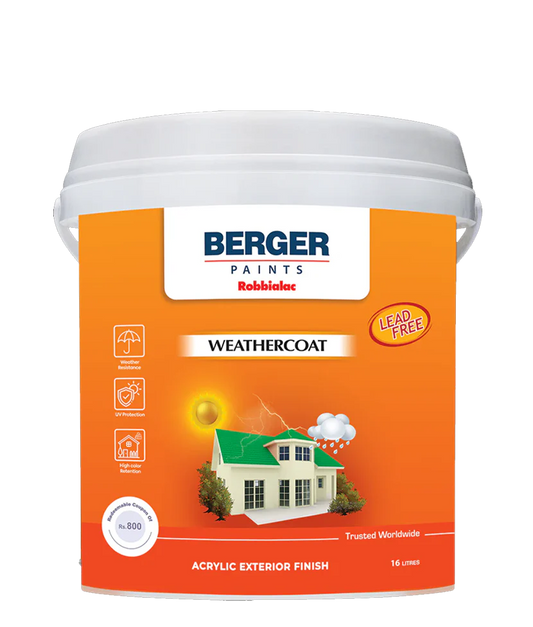 Berger Robbialac Weathercoat – Premium Acrylic Exterior Finish | Superior Weather Protection, UV Resistance & High Color Retention (4 Litres)