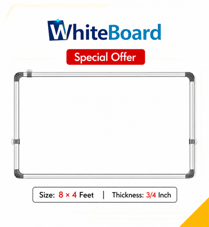 Premium Whiteboard with Double-Sided Surface coated edges with angle lron or wooden fibre pvc bidding patti