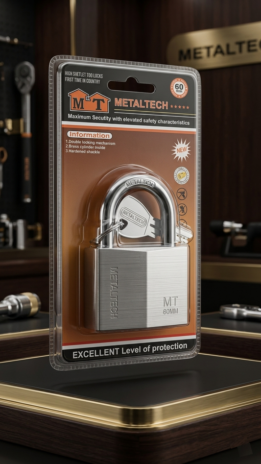 Metaltech 50mm Heavy-Duty Hardened Steel Padlock – High-Security Anti-Theft Lock with 3 Precision Keys