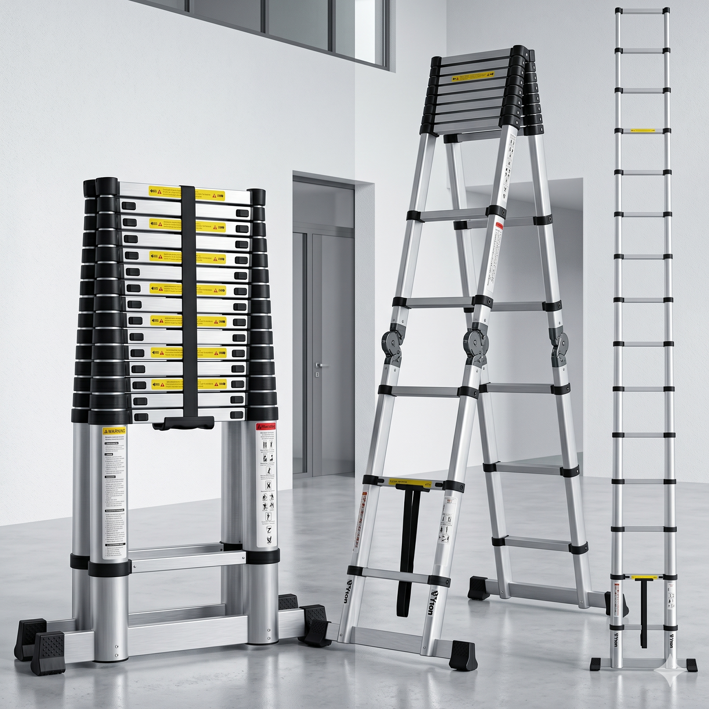 Adjustable Ladder - Heavy-Duty Telescopic Aluminium Extension Ladder with Portable Design