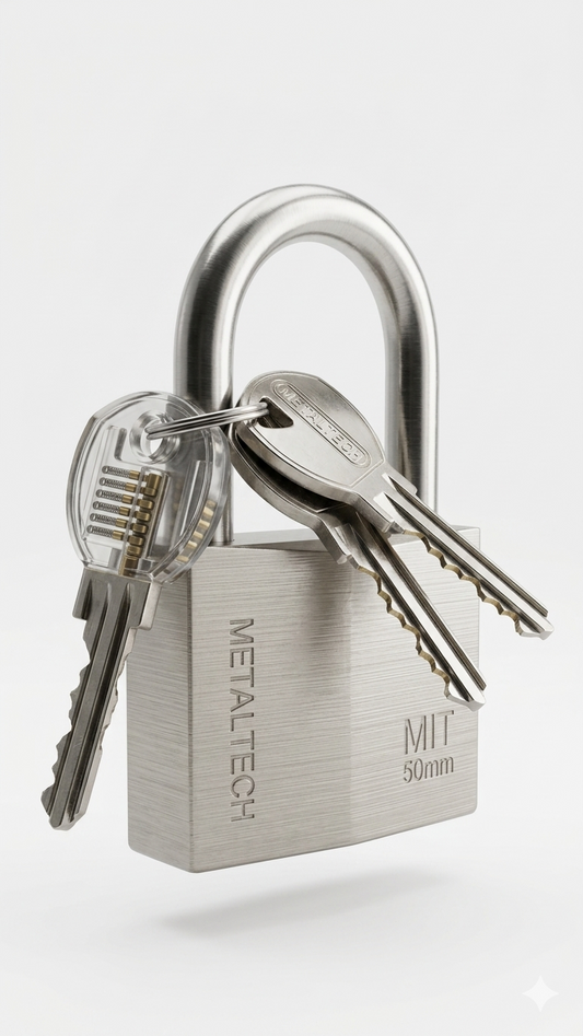 Metaltech 50mm Heavy-Duty Hardened Steel Padlock – High-Security Anti-Theft Lock with 3 Precision Keys