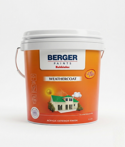 Berger Robbialac Weathercoat – Premium Acrylic Exterior Finish | Superior Weather Protection, UV Resistance & High Color Retention (4 Litres)