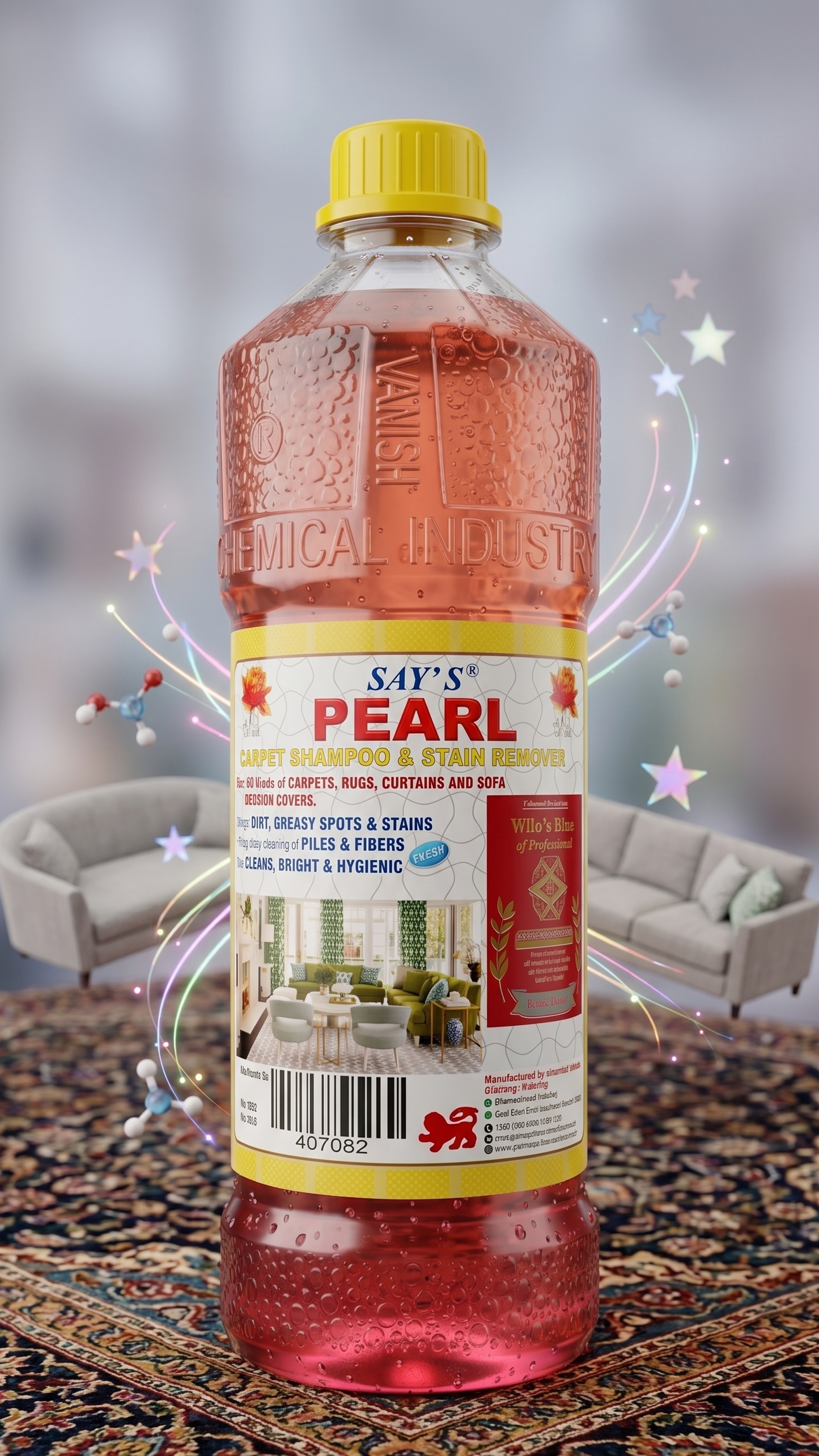 Say's Pearl Carpet Shampoo & Stain Remover – Deep Cleaning Foam for Rugs, Sofas, and Curtains – 407082