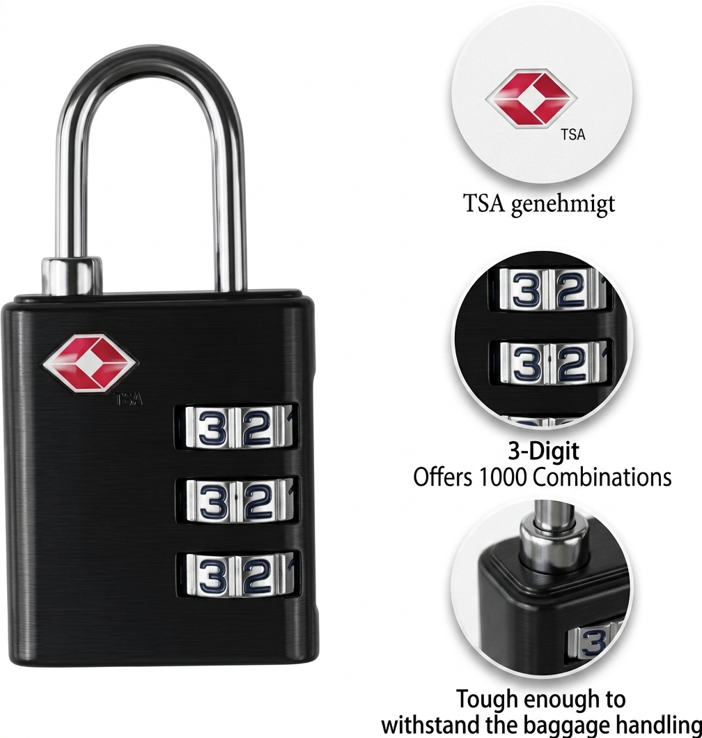 MetalTech Heavy Duty Padlocks & Combination Lock Set – High Security Locks with Keys